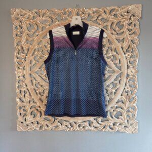 CALLAWAY LADIES GRADIENT PRINTED Blue Purple L GOLF SHIRT sleeveless